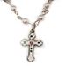 Enameled Silver Cross On 18" Chain with White Beads