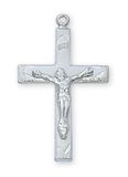 Sterling Silver Crucifix 18" Rhodium Plated Chain  Dimension: 7/8" Long ?Gift Boxed ?Made in the USA