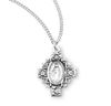 Miraculous Sterling Silver Medal with Flower Details on 18" Chain