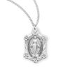 Sterling Silver Miraculous Medal with Flowers