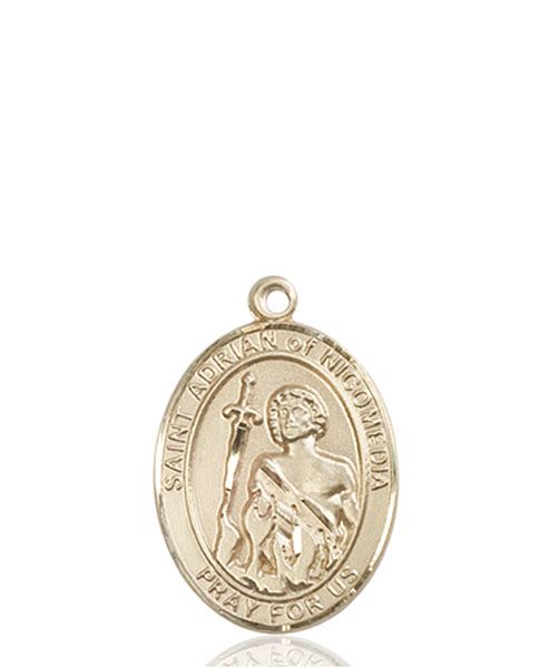 Gold Filled Lite Curb Chain Patron Saint Prison Guards/Soldiers 3/4 x 1/2 14kt Gold Filled St Adrian of Nicomedia Pendant