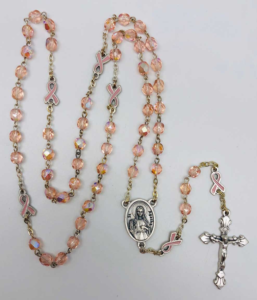 Breast Cancer Pink Crystal Rosary
