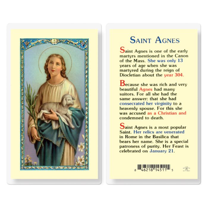 Saint Agnes Laminated Prayer Card