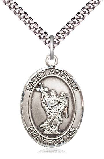 St. Angelo Pendant 1" Medal (Large) Sterling Silver on 24" Chain