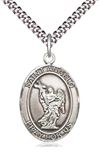 St. Angelo Pendant 1" Medal (Large) Sterling Silver on 24" Chain