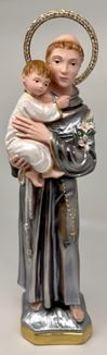 St. Anthony 14" Pearlized Statue from Italy with Rhinestone Halo