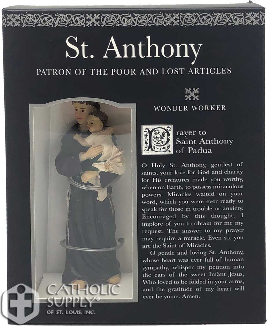 St. Anthony 4" Statue with Prayer Card Set