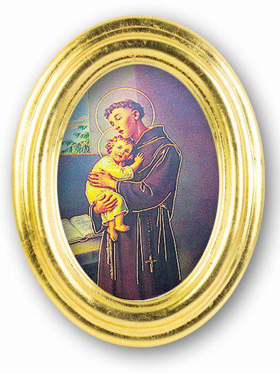 St Anthony 5 1/2 x 7 Oval Gold-Leaf Framed Print