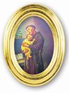 St. Anthony 5 1/2 x 7 Oval Gold-Leaf Framed Print *WHILE SUPPLIES LAST*