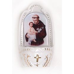 St. Anthony 5-1/4 Inch Porcelain Holy Water Font