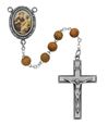 St. Anthony Olive Wood Bead Rosary with St. Anthony Centerpiece