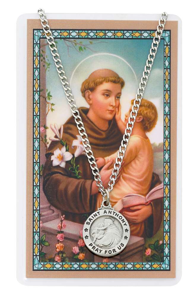 St. Anthony Pewter Medal & Laminated Holy Card Set