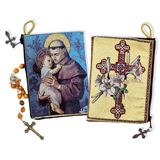 St. Anthony With Child Jesus / Cross and Lilies icon Rosary Pouch 5 3/8 Inch