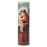 St. Anthony of Padua 8" Flickering LED Flameless Prayer Candle with Timer