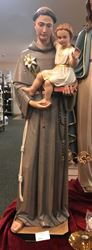 St. Anthony with Child 48" Full Color Lindenwood Statue from Italy