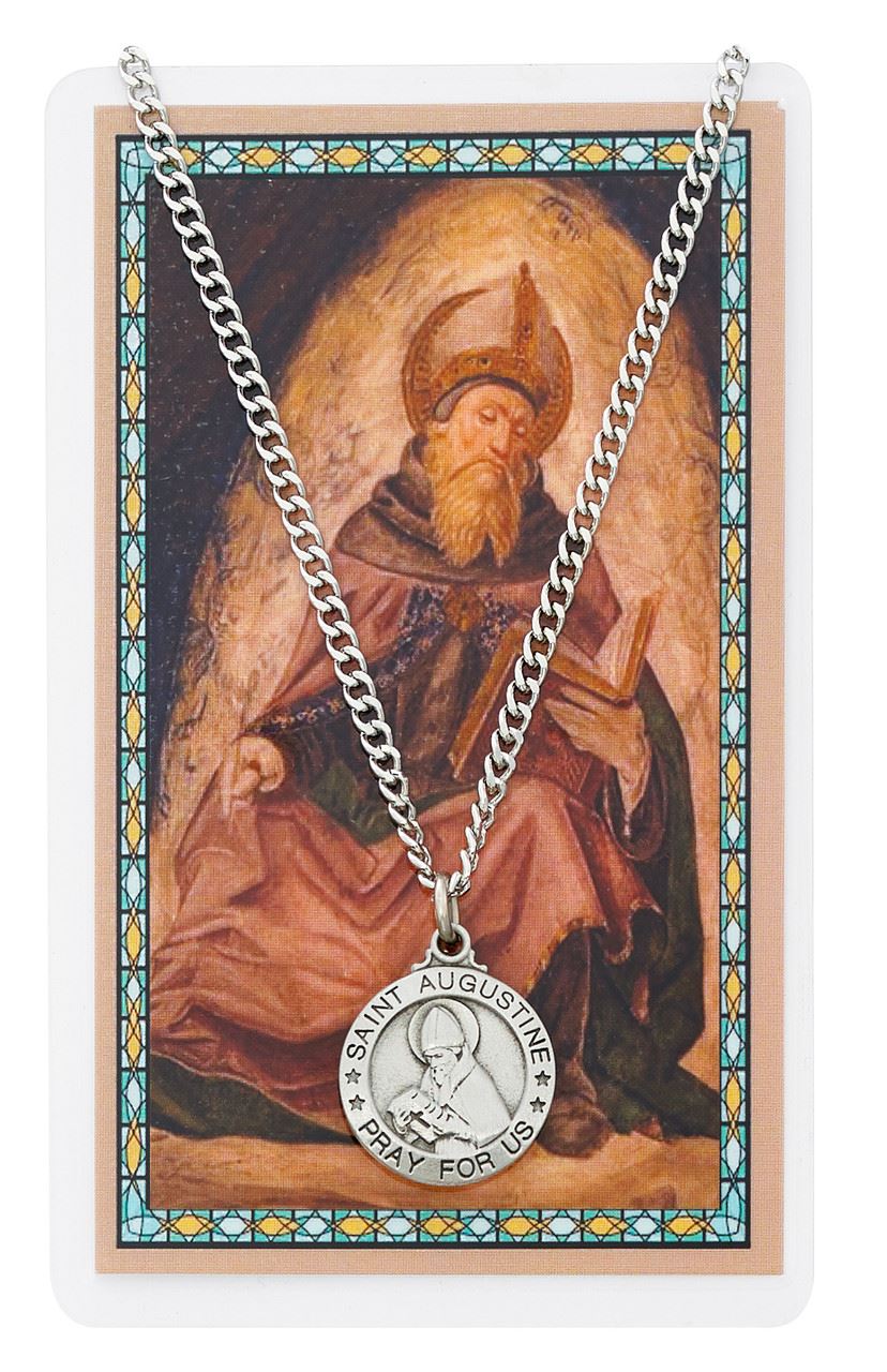 St. Augustine Pendant and Holy Card Set