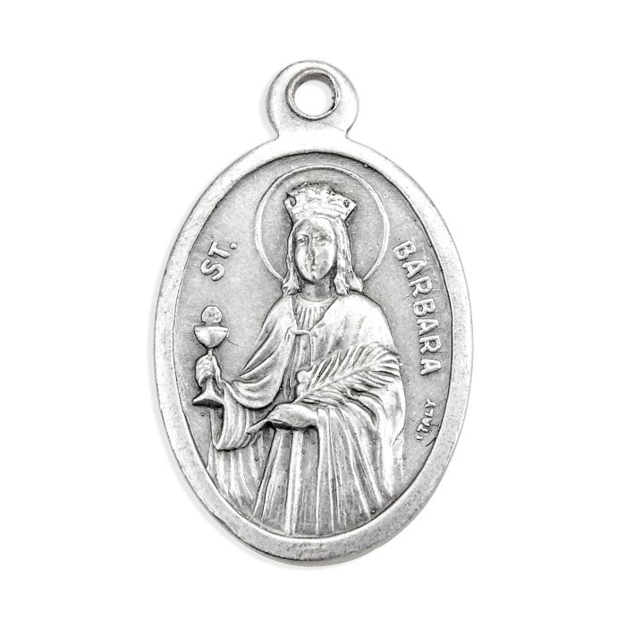 St. Barbara 1" Oxidized Medal