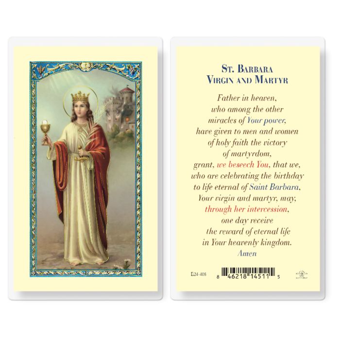 Saint Barbara Holy Card