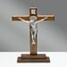 St. Benedict 13" Standing Wood Crucifix with Rosary Case Base - 122405