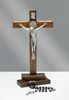 St. Benedict 13" Standing Wood Crucifix with Rosary Case Base