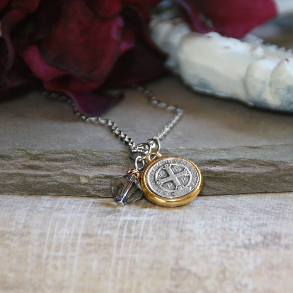 St. Benedict Necklace with Swarovski Crystal