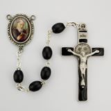 St. Benedict Rosary Black Wooden Bead Rosary with St. Benedict Centerpiece