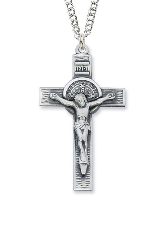Sterling Silver Saint Benedict Crucifix on 24