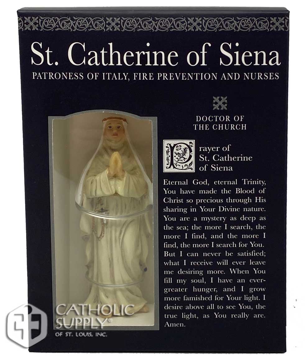 St. Catherine of Siena 3.75" Statue with Prayer Card Set