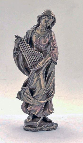 St. Cecilia 8.5" Statue, Lightly Hand Painted Bronze