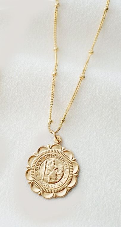 St. Christopher 14K Gold Filled Medal on 18