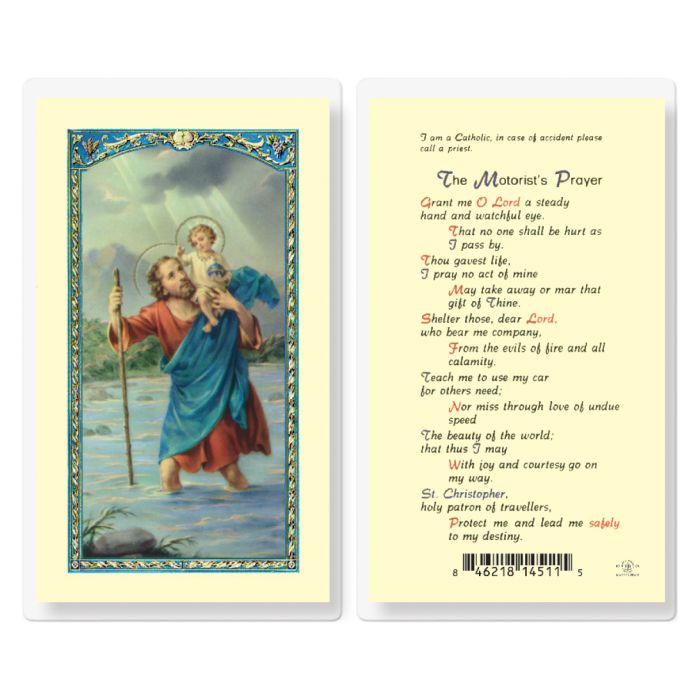 St. Christopher Motorist Prayer Laminated Prayer Card