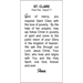 St. Clare Paper Prayer Card, Pack of 100 - 123132