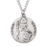 St. Dennis Sterling Silver Medal on 18" Chain