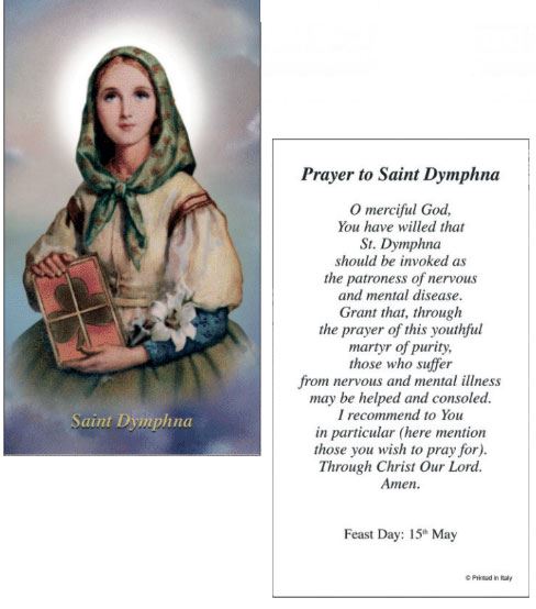 St Dymphna Paper Prayer Card Pack Of 100