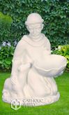 St. Francis Birdfeeder Kneeling 16" Statue, White