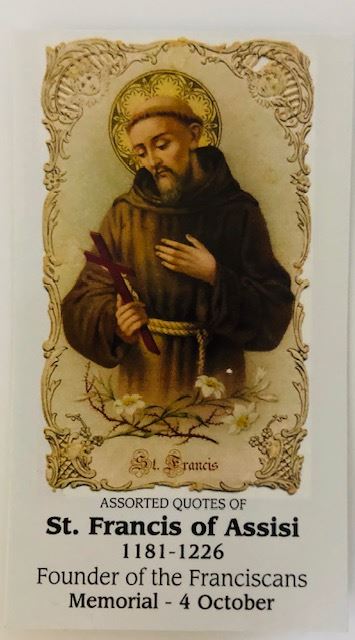 Saint Francis Of Assisi Paper Prayer Card