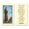 St. Francis Prayer For Peace Laminated Prayer Card