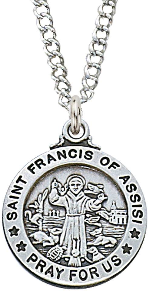 St. Francis Sterling Silver Medal on 20" Chain