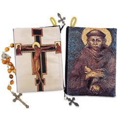 St. Francis of Assisi /  San Damiano Cross Icon Rosary Pouch 5 3/8 Inch