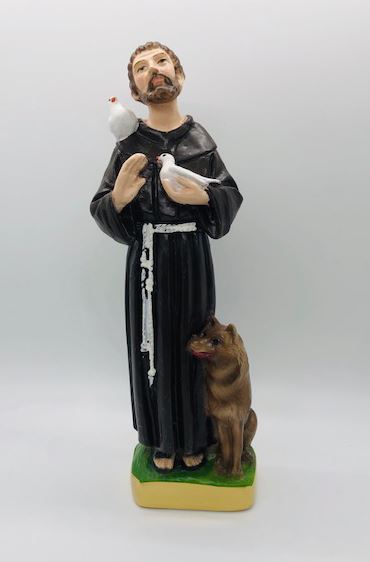 St. Francis of Assisi with Animals 8" Plaster Statue from Italy