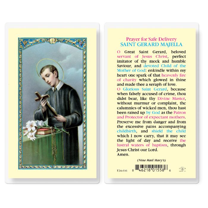 Saint Gerard Prayer for Safe Delivery Holy Card