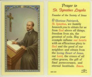 St Ignatius Loyola Laminated Prayercard