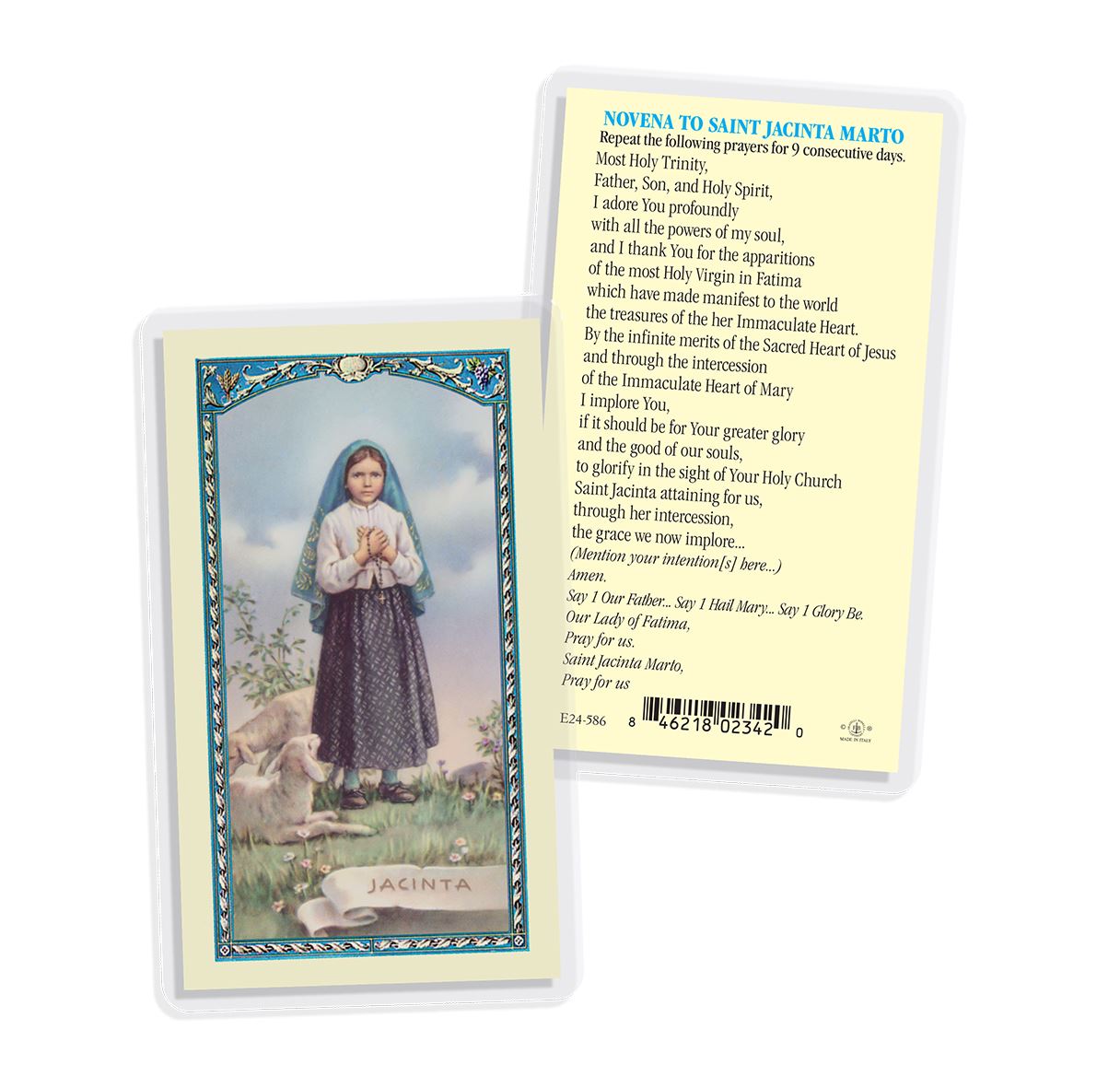 St. Jacinta Marto Laminated Holy Card