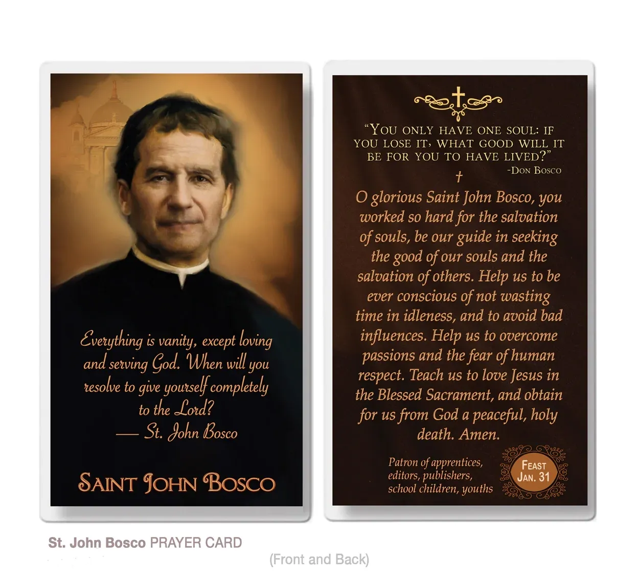 St. John Bosco 2.5" x 4.5" Laminated Prayer Card