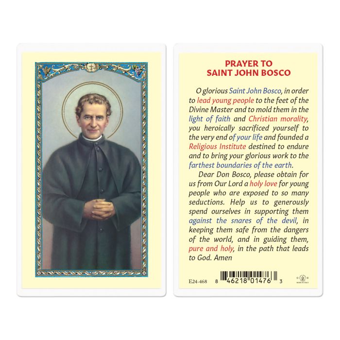 St. John Bosco Laminated Prayer Card