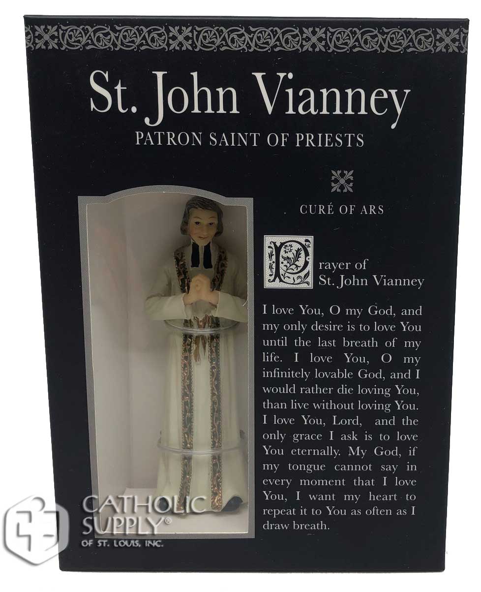 St. John Vianney 3.75" Statue with Prayer Card Set