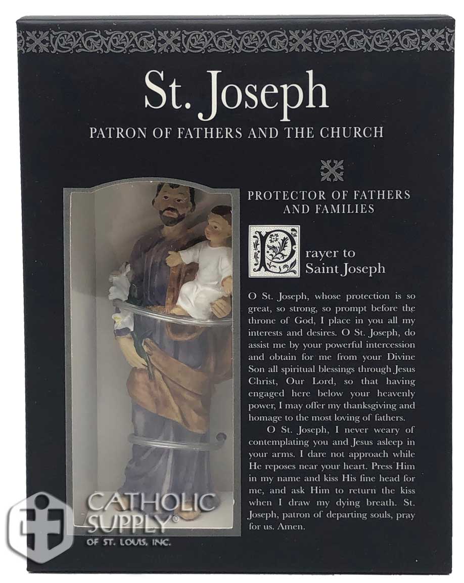 St. Joseph 4" Statue with Prayer Card Set
