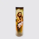 St. Joseph 8" Flickering LED Flameless Prayer Candle with Timer