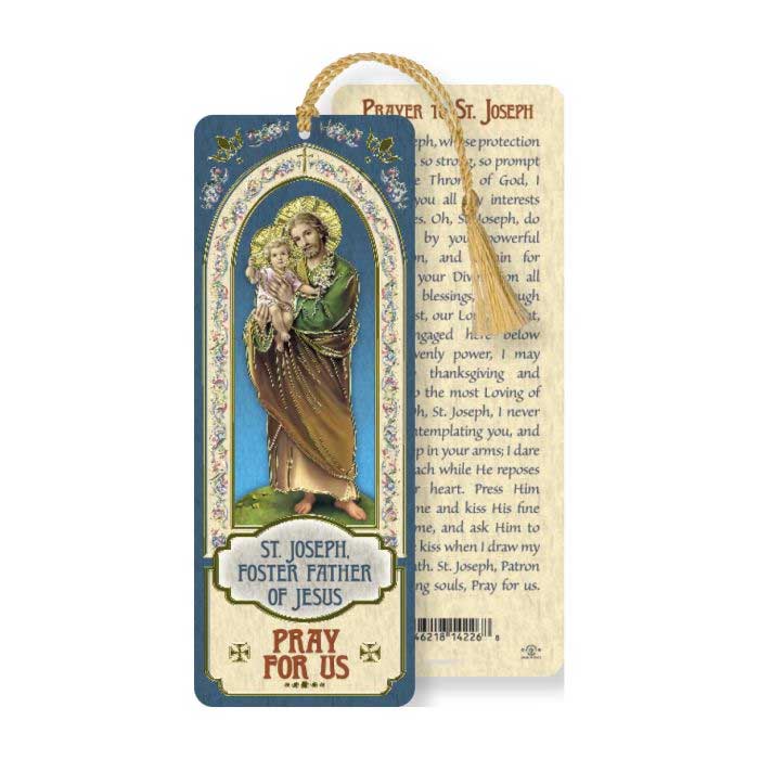 Saint Joseph ?Laminated Bookmark With Tassel With Gold Foil Stamping On Italian Artwork.  6 inch x 2.25 inch