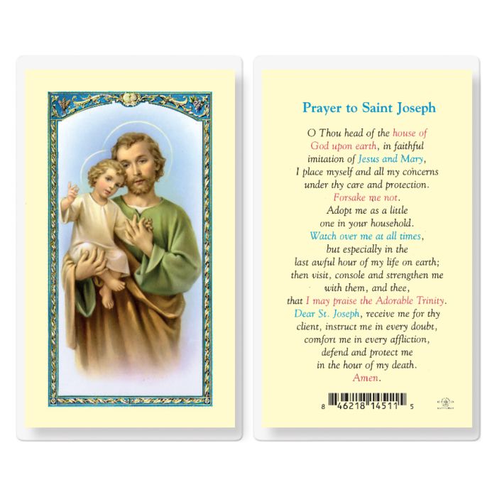 Saint Joseph Laminated Prayer Card